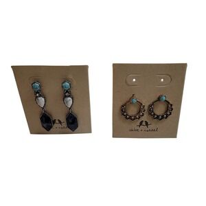 Chloe + Isabel Earring 2 Sets Womens OS Blue Turquoise Silver Boho Drop Stud
